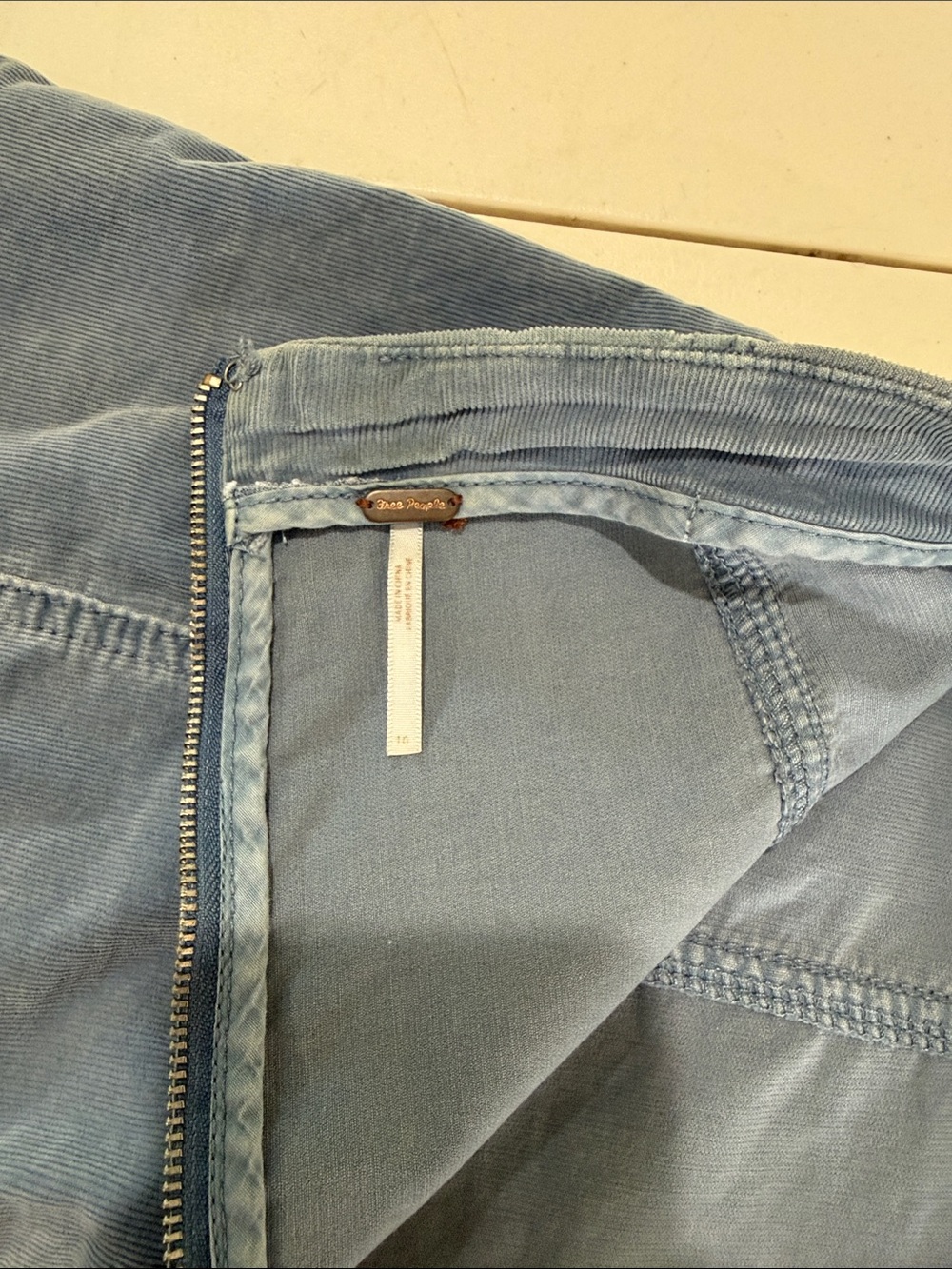 Free People Femme Cord Mini Skirt Back Zip Clean Lines Sexy Baddie Twee Mod 10 - Picture 13 of 14